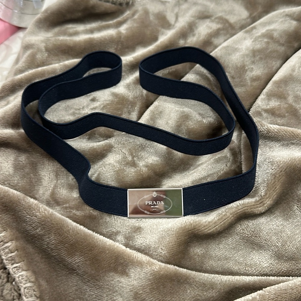 Authentic Prada Navy Blue Elastic Box Belt Strap Multi use for a Gift Box XL